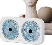 Desk Fans Small Quiet - Air Cooler Double-Headed,USB Rechargeable Hangable Quiet Desk Fan for Camping Travel Beach Tent Dorm Gym Nursery