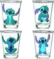 Silver Buffalo Disney Lilo and Stitch Cute Poses 4 Pack Mini Glasses, 1.5 Ounces