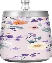 Stainless Steel Cigar Ashtray with Lid for Home Office Indoor Outdoor Watercolor Purple Flowers Unique Smokeless Covered Ashtray Bucket for Men Women