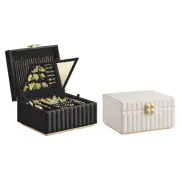 Compact Jewelry Chest with Mirror Convenient 2 Tiers Jewelry Storage Organizers