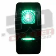 On/Off/On 7 Pin SPDT Rocker Switch LED Backlit - Green