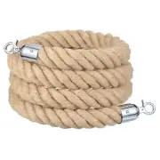 10ft x 1.5 Inch Crowd Control Jute Stanchion Rope with Snap Hooks