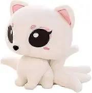 Lifelike White Fox Plush Nine-Tailed Fox Toy Soft Hugging Pillow, Nine Tails Fox Stuffed Animals Kyuubi Kitsune Dolls Gifts-10 Inch