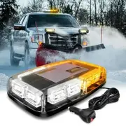 12 Roof Top Strobe Lights 48LED Amber White Hazard Light Emergency Warning LED Flashing Light Magnetic Trucks Tractors Snow Plows Construction Vehicles