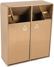 Garbage Cans 38L/80L Indoor/Outdoor Wastebasket Double Bin Metal Ash Pillar, Modern Household Commercial Large Square Wastebasket with Ashtray Outside Trash Bin(Large)