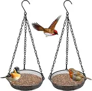 Hanging Bird Feeder Tray, Metal Mesh Platform Feeders for Birds, Outdoor Garden Decoration for Attracting Birds(2 PCS)