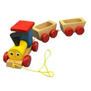 HANDMADE WOODEN MONTESSORI PULL ALONG TRAIN TOY NON-TOXIC PAINT LEARNING