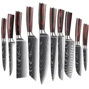 8 PCS Kitchen Knives Set Stainless Steel Japanese Damascus Pattern Chef Knife