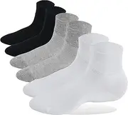 Forcool Men's Women's Moisture Wicking Non-binding Seamless Ankle Cotton Diabetic Socks, M/L/XL, 1/3/6 Pairs