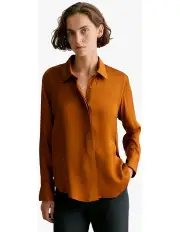 [Trenery] Satin Relaxed Shirt in Cognac
