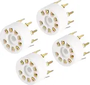 uxcell 9pin PCB Tube Socket Ceramics, Vacuum Tube Protect Tube Pin Socket, Gold Plated Suitable for 12AX7, 12AU7 Tube Pack of 4