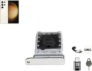 HXHN Galaxy S23 Ultra Dual SIM Card Tray Holder Slot Replacement Parts for Samsung Galaxy S23 Ultra 5G +Type-C Anti Dust Plugs +Eject Pin (Cream)