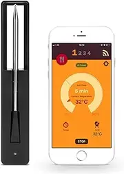 Wireless Smart Meat Thermometer with Bluetooth, Remote Real-time Monitoring Rechargeable Universal for Kitchen Oven, Grill, Rotisserie, Sous-Vide