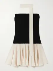 [ESSE Studios] ESSE Studios - Illi Scarf-detailed Strapless Stretch-knit And Silk Crepe De Chine Mini Dress - Black - UK 8 UK 8 Black