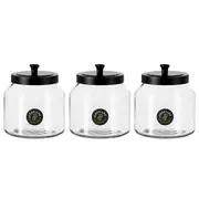 3x Lemon & Lime 2L 18cm Cosmo Glass Jar w/Black Lid Food/Kitchen Storage/Display