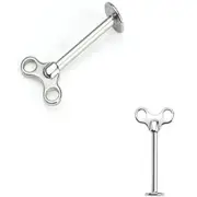 1 - 14 or 16 Gauge Barbell Winding Key Top Steel Labret Lip Ring Monroe Chin L40