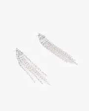 Crystal Triangle Cup Chain Tassel Earrings