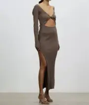 Bec And Bridge Riviera LS Midi Dress Knitted Colour Silt NWT RRP $300