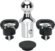 BouPower 60638 Puck System Hitch Ball Kit Compatible With Dodge Ram 2500 3500 2013-2024, 2-5/16 Inch Gooseneck Ball With 2 Safety Chain Anchors (38000 lbs GTW/ 9500 lbs VTW)