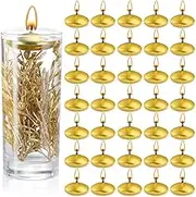 Nuanchu 40 Pcs Gold Floating Candles Unscented for Centerpieces Small Round Tea Lights Candles for Wedding Party Pool Spa Bathtub Dinner Christmas Decor