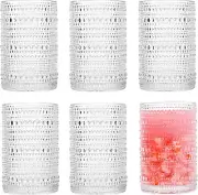 Consou Large Glasses Set of 6, 12 oz Hobnail Glassware Thick Glass Heavy Base