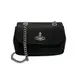 【Vivienne Westwood】SAFFIANO 迷你防刮十字紋皮革鏈帶 側肩/斜背包-黑色 52020005S000B N401