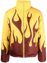 Moncler X Palm Angels Clancy Flame Down Jacket 3/ L Yellow Full Zip NWT $3300