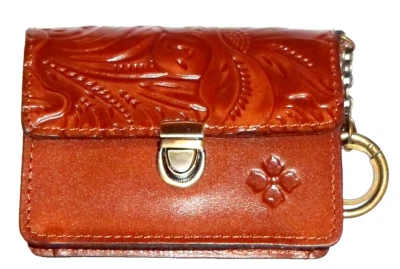 PATRICIA HASH Florence Tooled Leather Mini Lanza Key Case Purse NWT