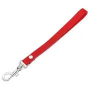 Leather Wristlet Strap for Purse, Keychain Bag (Red Leather, Silver Clasp)