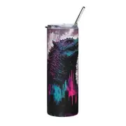 Spray Paint Godzilla Stainless steel tumbler cup with metal straw
