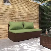 2 Piece Garden Lounge Set with Cushions Poly Rattan Brown, Conversation Sets