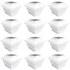 12 Pack White Outdoor Garden 4 x 4 Solar LED Post Deck Cap Square Fence Light...