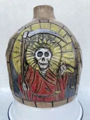 Southern Folk Art Pottery Face Jug Day Of The Dead By Dale Breezy Ellis Signed