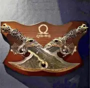 2 Kratos Blades of chaos God of War twin blades with chain golden edition W/Stnd
