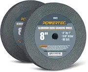 POWERTEC Bench Grinder Wheel 8 Inch 80 Grit, Aluminum Oxide Grinding Wheel for Bench Pedestal Grinder, 1" Thick 5/8" Arbor, Sharpening & Shaping Drill Bits, Blade, and Chisel 2PK (15521-P2)