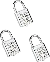 NUZAMAS Pack of 3 Heavy Duty Combiniation Padlock - 4 Digits Combination 35mm Padlock - Zinc Alloy for Corrosion Resistance - Waterproof Keyless-Lock for Home, School & Garage Locker-Silver