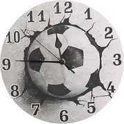 Anneome Soccer Wall Clock 10 Inch Battery Operated Decorative Gear Clock Roman Numerals for Living Room Decor Office Bedroom