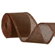 Burlap Wired Ribbons, 2.4inch x 5yards Natural Burlap Weave Ribbon, Brown