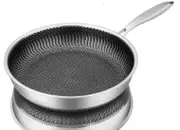 Tri-Ply 316 Frying Pan 32cm Double-Sided Honeycomb Skillet Silver
