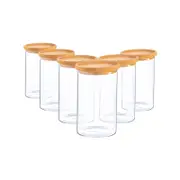 Argon Tableware Glass Storage Jars with Cork Lids - 1 Litre - Pack of 6