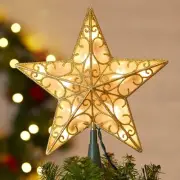 Christmas Star Tree Topper, 9.5In Plug in Sliver Glittered 3D Star Tree Topper,