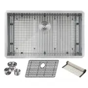 16 Gauge Stainless Steel Undermount Kitchen Sink Grid Strainer Package 32 Inch