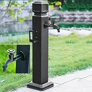 Snaweo Square Garden Water Column, Lawn Care Vertical Garden Water Column, Outdoor Hose Extender Garden Watering Tool, Stainless Steel Water Dispenser Hydrant(Black B,60CM/23.6IN)