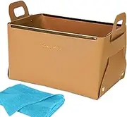 Nordics Storage Basket Desktop,Foldable PU Leather Baskets for Storage - Small Leather Foldable Box for Desktop, Table, Bin Organizers for Organizing Foccar