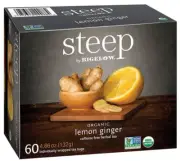 Steep by Bigelow USDA Organic Lemon Ginger Herbal Tea, 60 Tea Bags