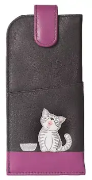 Ziggy Cat Glasses case by Mala Leather 5117 99 soft leather wide tab top ladies