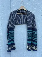 Missoni Blue Viscose Zig Zag Chevron Multi Pattern Knit Scarf Wrap NWT One Size