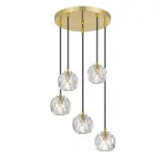 Zaha 5 Light Cluster Pendant Antique Gold & Crystal - ZAHA PE05-AGCR