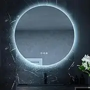 Simplus LED Wall Mirror 800MM Round Bathroom Mirrors for Wall Mounted Anti-Fog Smart Touch Switch Vanity Makeup Mirror(Backlit Light)