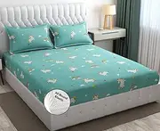 FRESH FROM LOOM Wrinkle Free Microfiber Elastic fitted Bedsheet for Kids (Size - 78 x 72 Inches (Fits up to 8 Inch) | Unicorn/Boys Girls Room)